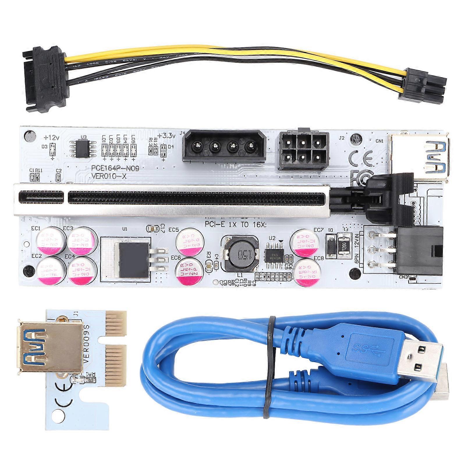 PCIE Riser Adapter Card 8 Capacitor Structures 6PIN Interface Stable Signal Good Contact PCI E Riser Express Cable
