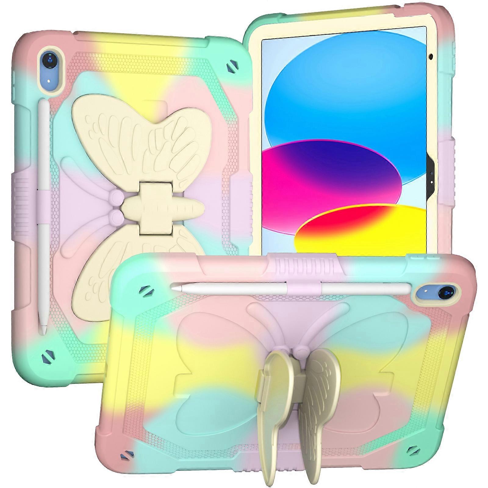 For iPad 2025 / 2022 Butterfly Kickstand Heavy Duty Hard Rugged Tablet Case For iPad 10th Gen 10.9 2022