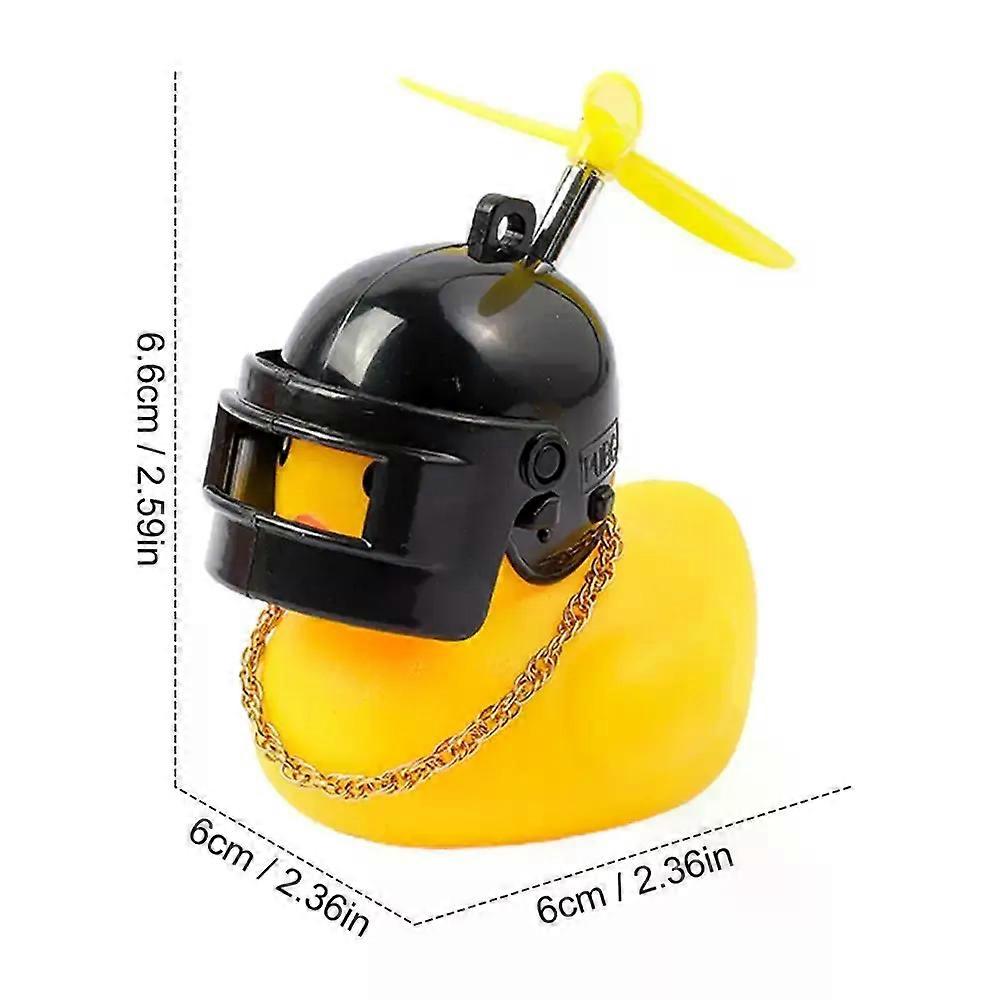 Motorcycle Handlebar Duck Decoration With Propeller Helmet And Light Broken Wind Yellow Duck Cycling Ornament Riding Accesories