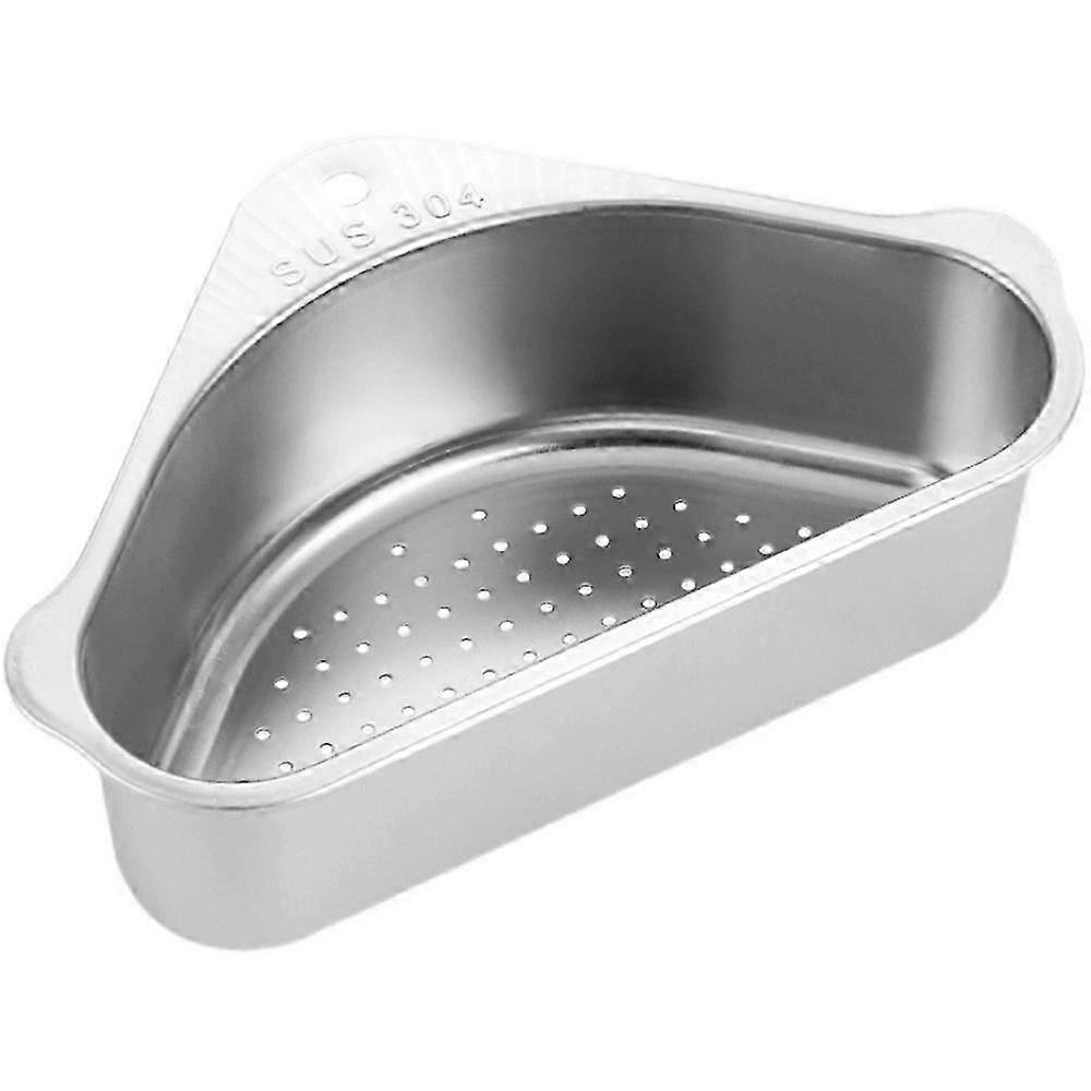 1 Set of Kitchen Drain Basket Stainless Storage Rack Triangular Basket (Silver)