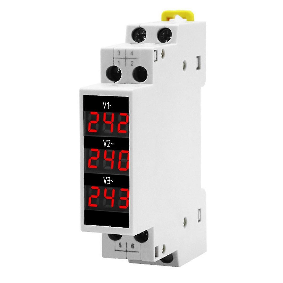 - LED Three Phase Voltmeter Mini Digital Display Modular Voltage Meter 80-500VAC Din Rail V1 V2 V3