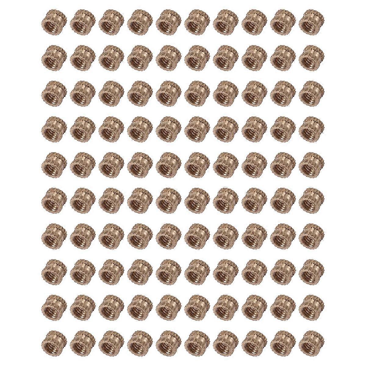 M3 x 3mm Female Thread Brass Knurled Threaded Insert Embedment Nuts 100PCS