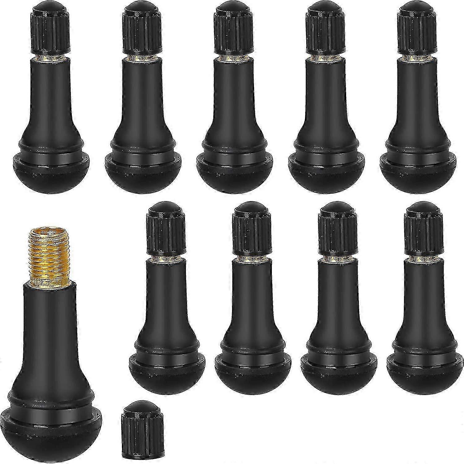 10 Pack TR413 Rubber Valves, Black Car Tire Valve