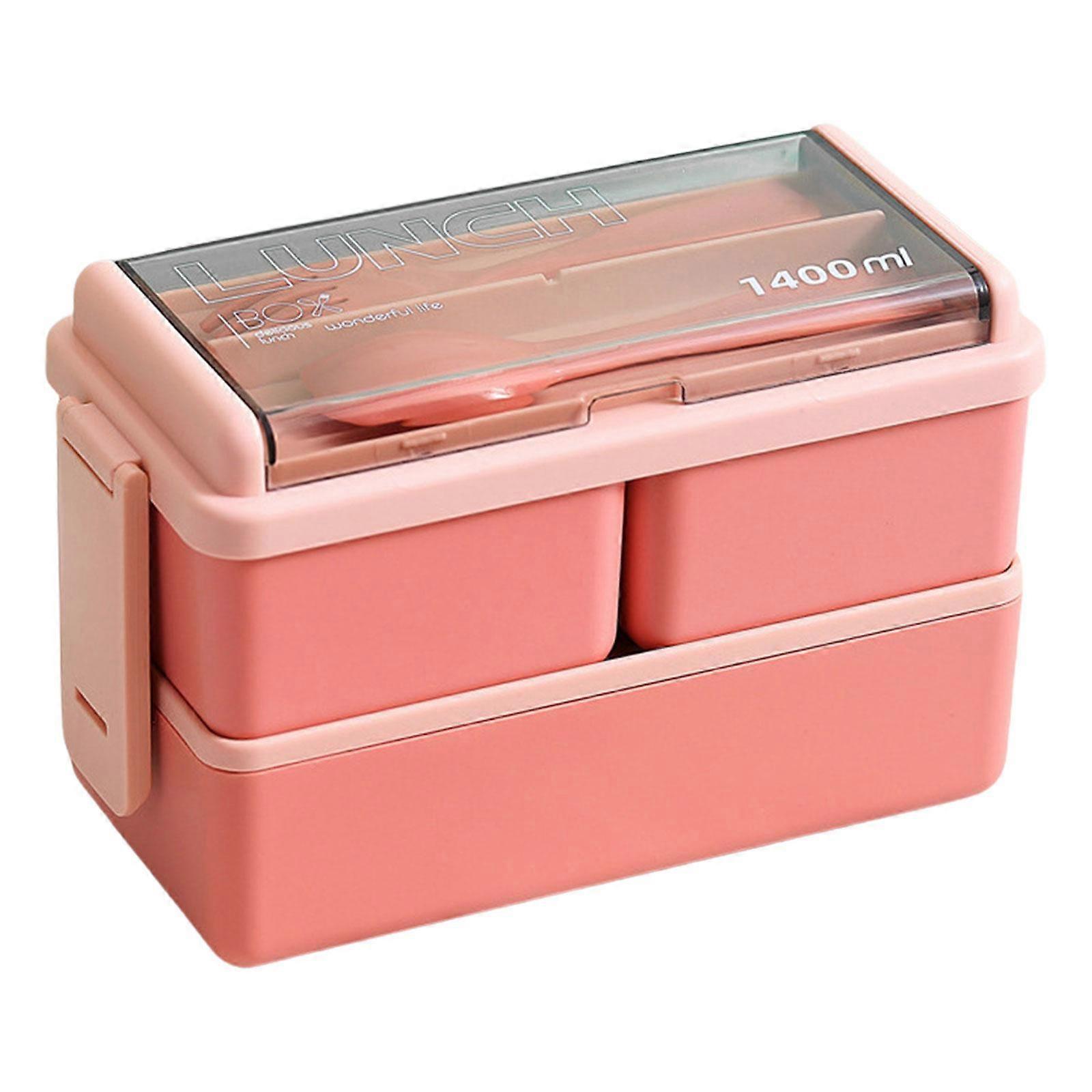 Practical Lunch Box Leakproof Food Box Double Layer Meal Box Food Storage Box Plastic Texture for Various Setting