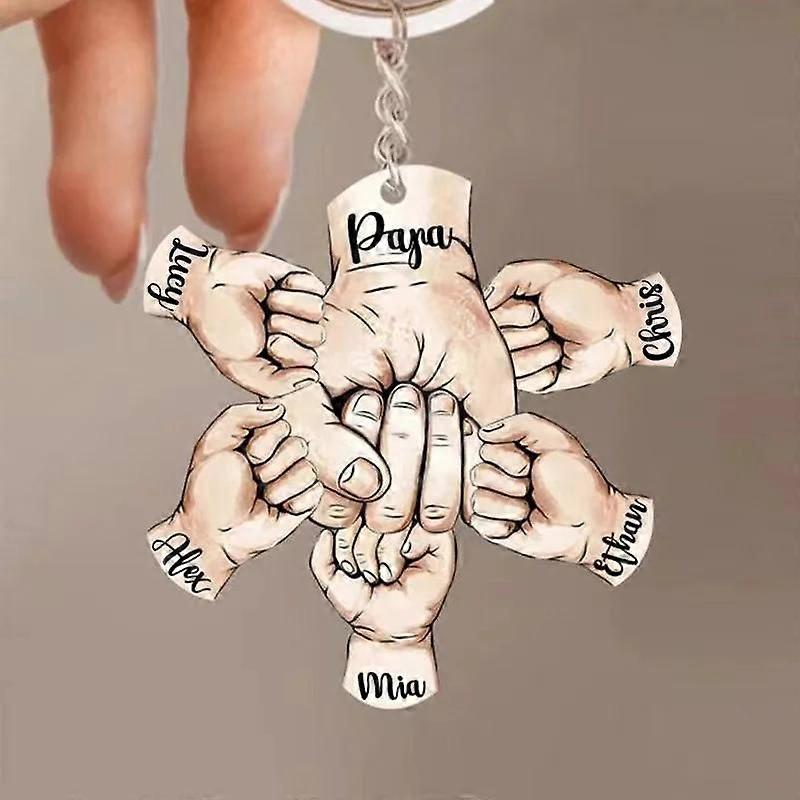 Personalized Fist Name Hand Keychain, Personalized Last Names Fist Keychain, Engraved Letter for Father's Day, Dad Gifts