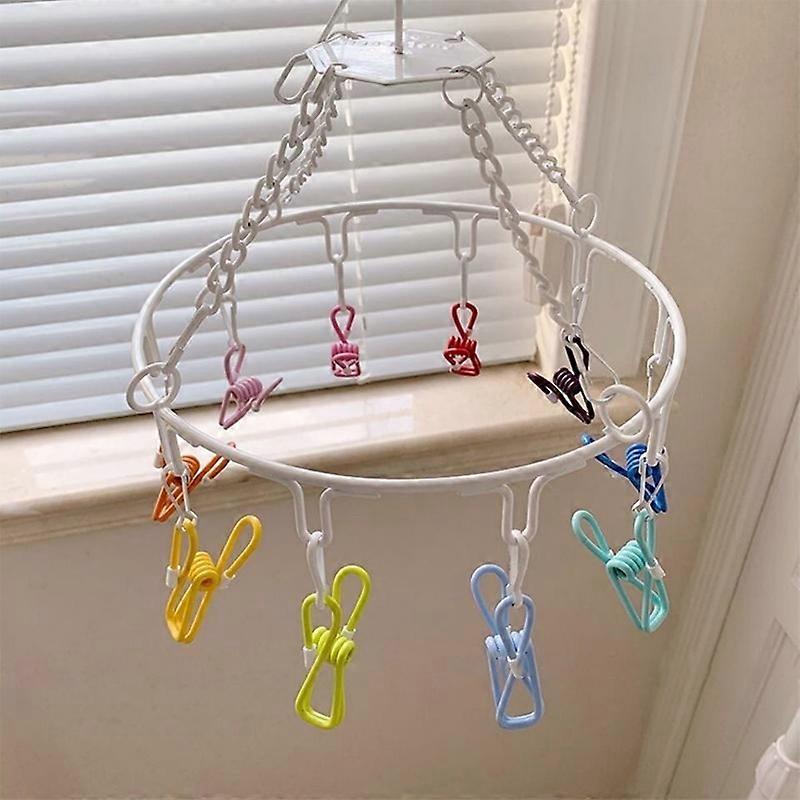 Clips Laundry Rack Dormitory Clamp Circular Clothes Drying Non Drop Multi Function Candy Color