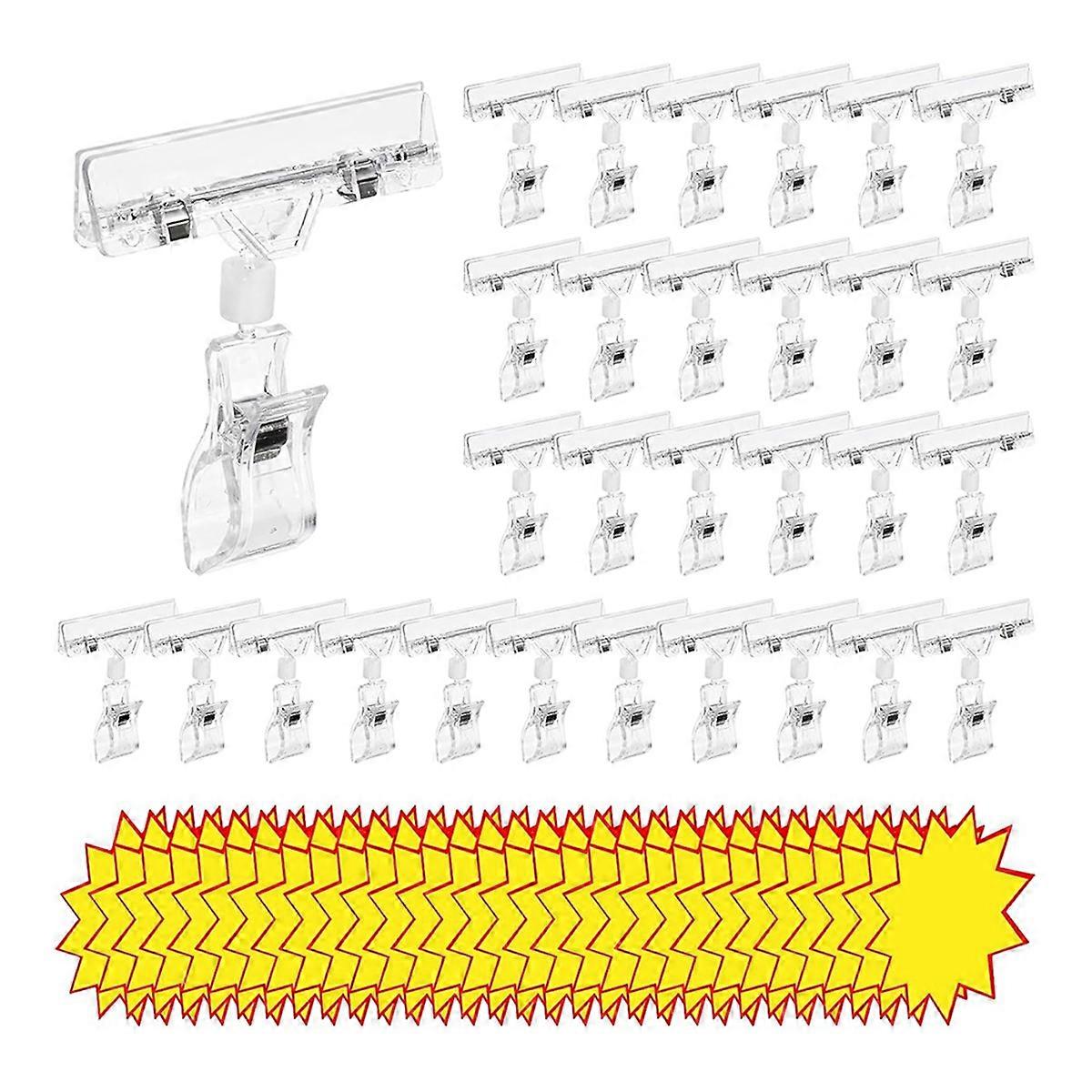 60Pcs Plastic Clear Sign Holder & Blank Price Label Tags Set,