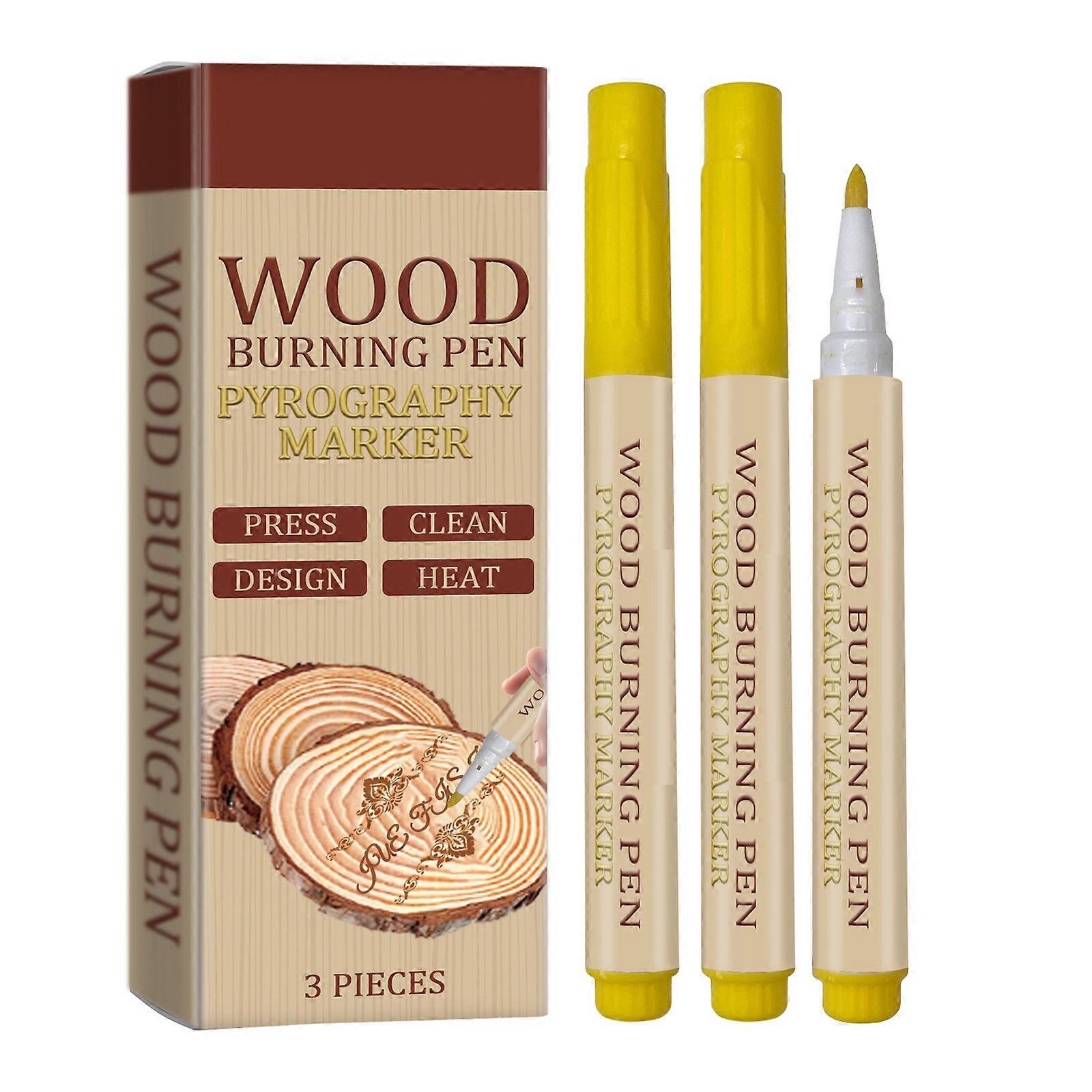3Pieces Wood Burning Pen Pyrography Marker Wood Crafting Burning Pen for Kid Adult Wood Painting Craft