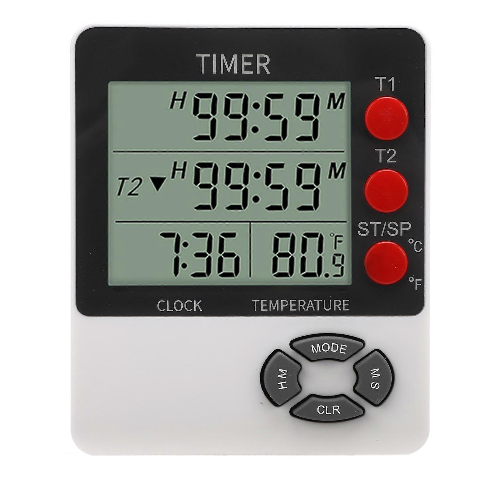 Multi-Functional Digital Timer Large Screen Kitchen Timer Clock Temperature Alarm Clock Adjustable Countdown Whit