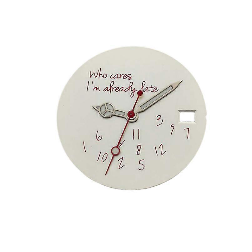 Watch Dial 28.5mm Sand White Face+Green Luminous Hands for NH35/NH36 Movement (Red Letter + Red Second)