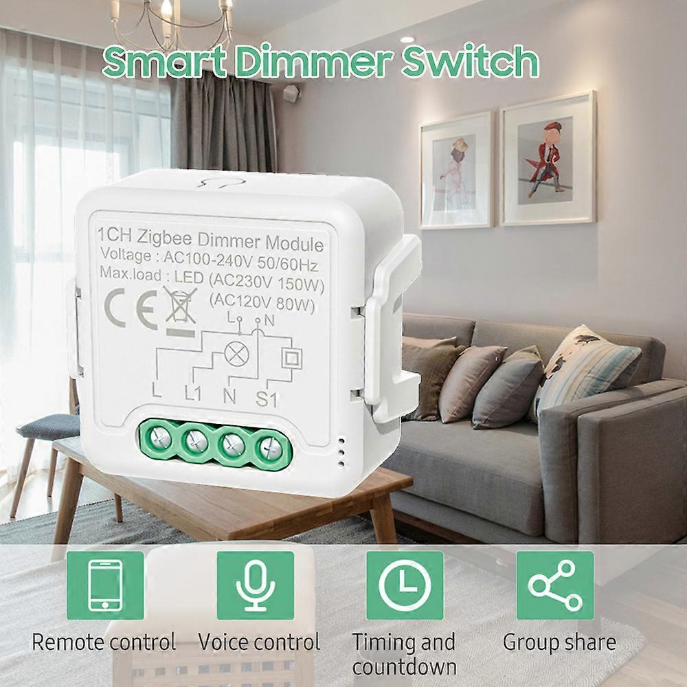 Zigbee Smart Dimmer Switch Module APP Remote Control Voice Control Timing Group Sharing Compatible with Alexa Echo Home for Home Office