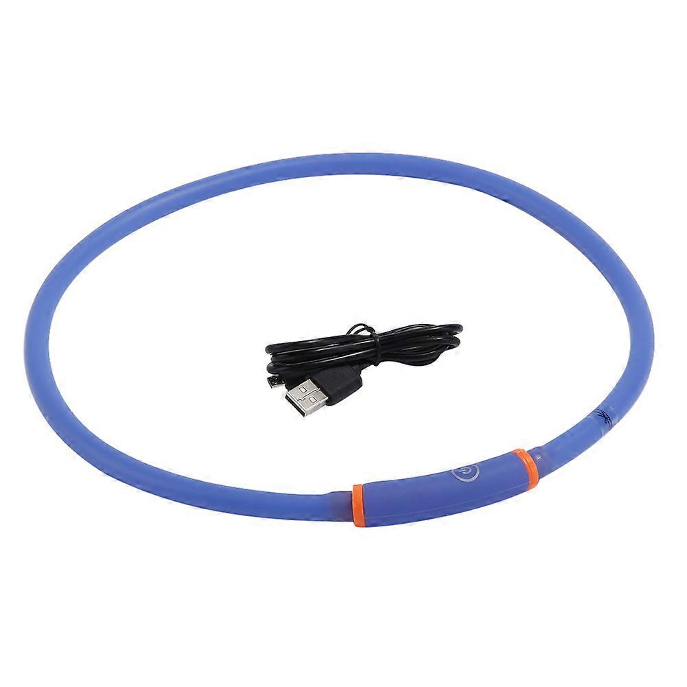 USB Rechargeable LED Pet Dog Collar Flashing Light Band Glow Safety Belt Blue