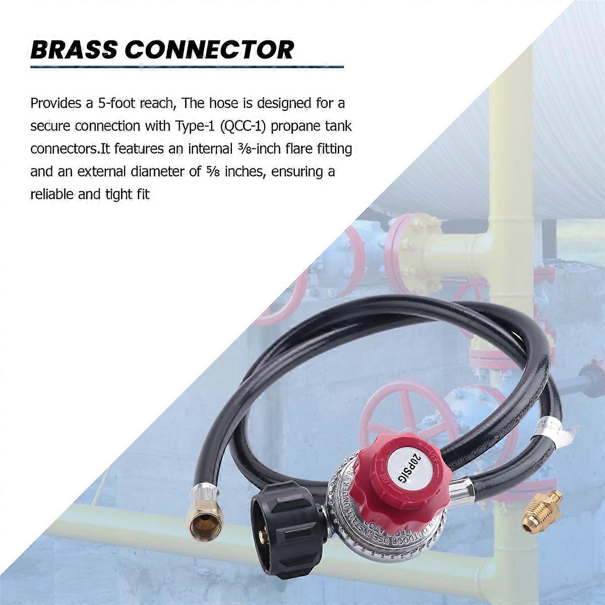 5FT Propane Regulator Hose, 0-20PSI Adjustable Propane Tank Regulator