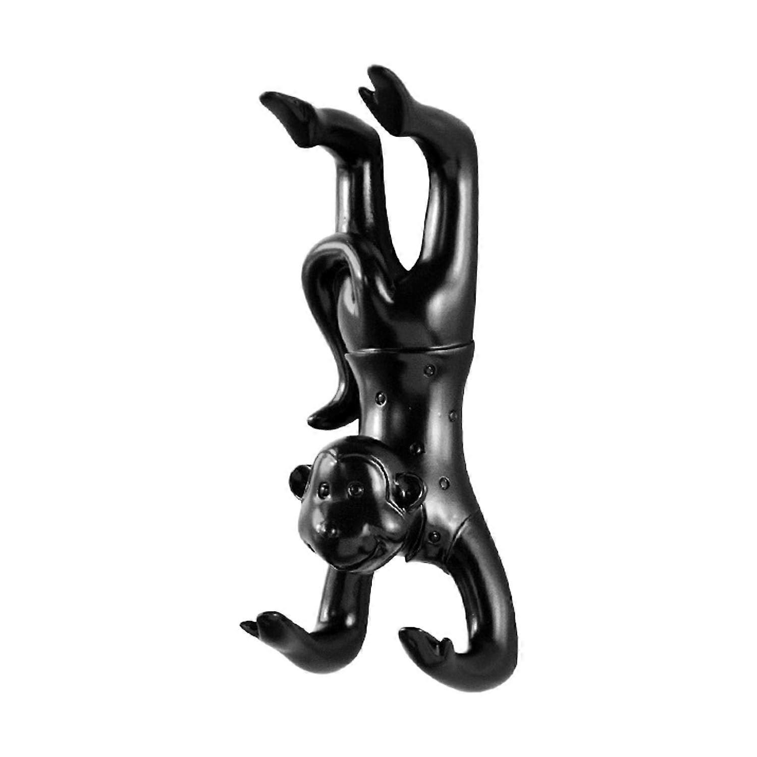 Cute Wall Coat Hooks – Black Monkey Resin Wall Hook for Bedroom and Living Room – Decorative Animal Key Hook