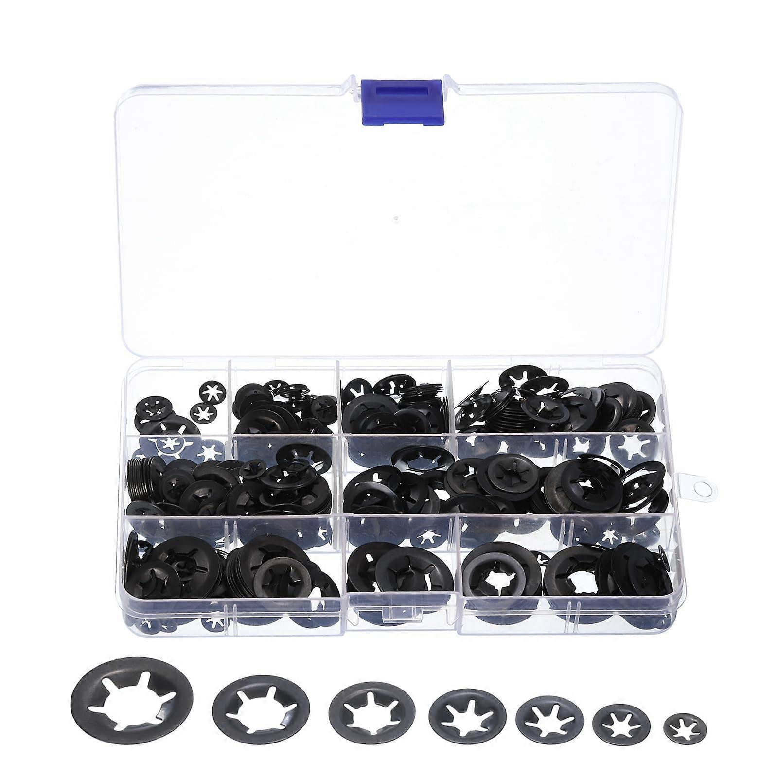 420 Pcs Internal Tooth Washers Set, 7 Sizes M3/M4/M5/M6/M8/M10/M12 Quick ing Washers, 65Mn Steel Push on Speed Clips Fasteners