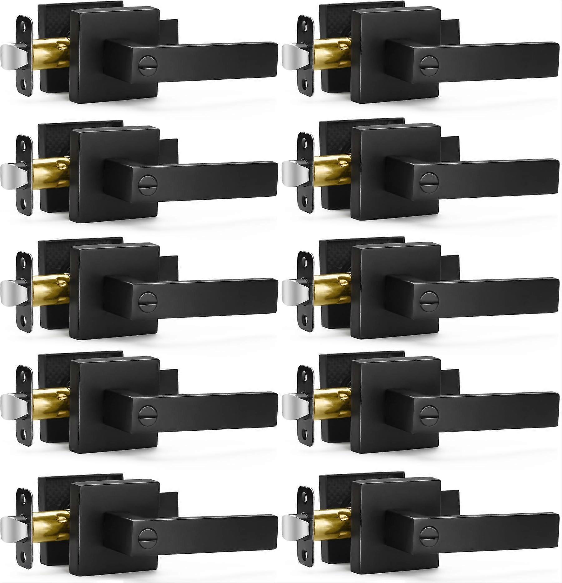 10 Pack Matte Black Privacy Keyless Reversible Door Handles for Bedroom