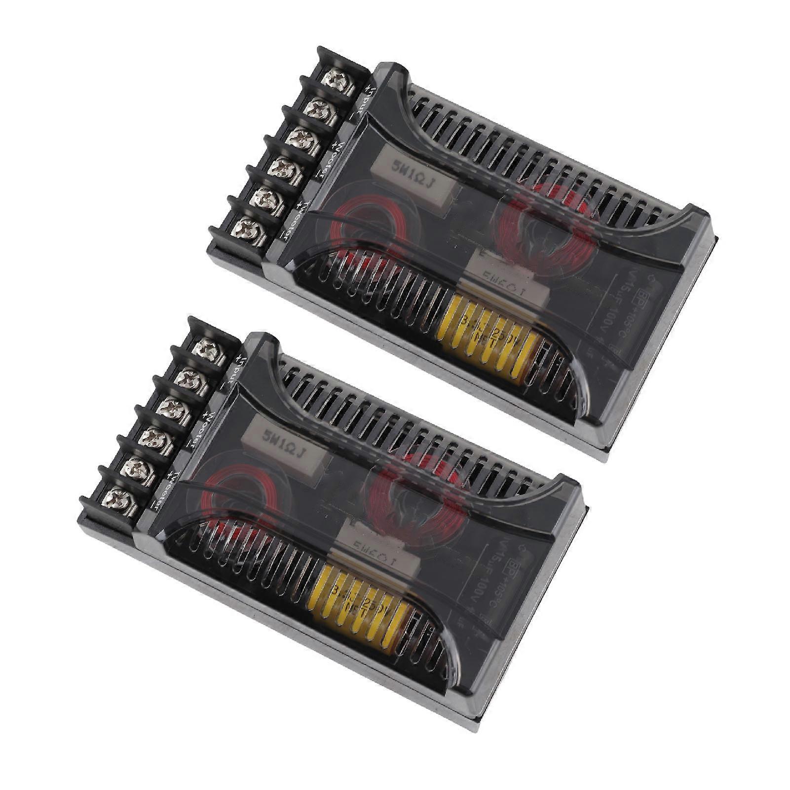 2Pcs 2 Way Car Audio Crossover Overcurrent Protection Universal Heat Dissipation Speaker Frequency Divider