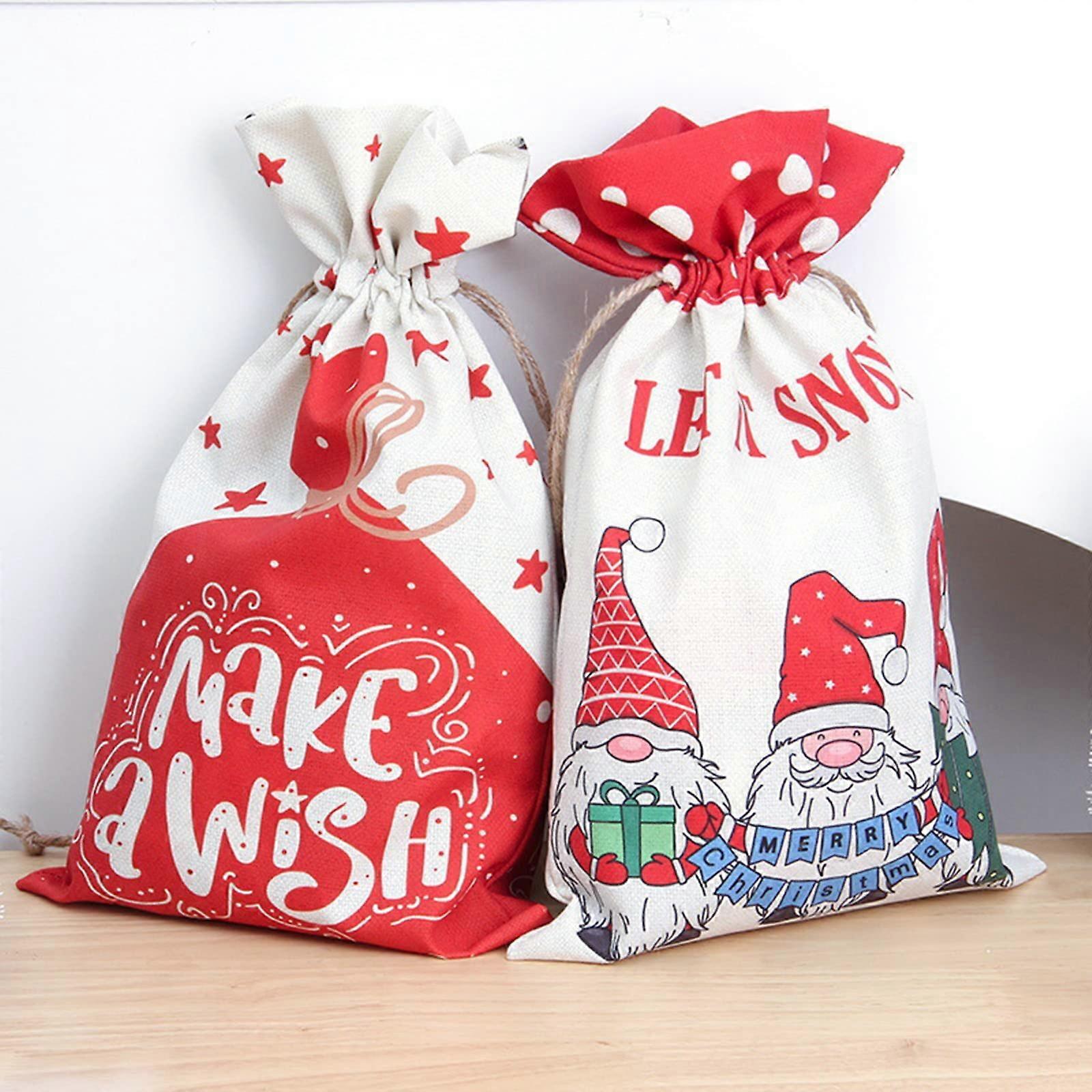2pcs Santa Sacks Large Christmas DrawString Bags 19.6 'X11.8' DrawString Linen Bag