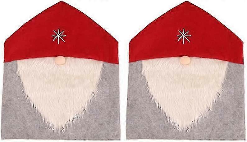 2Pcs Santa Hat Cap Chair Covers (Red Hat)