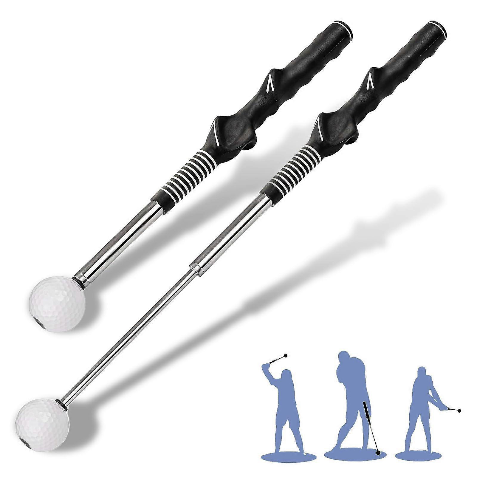 GXUANAN Golf Swing Trainer Aid, Retractable Tempo & Grip Trainer for Improved Rhythm, Flexibility, Strength, Black, US-C02-BK