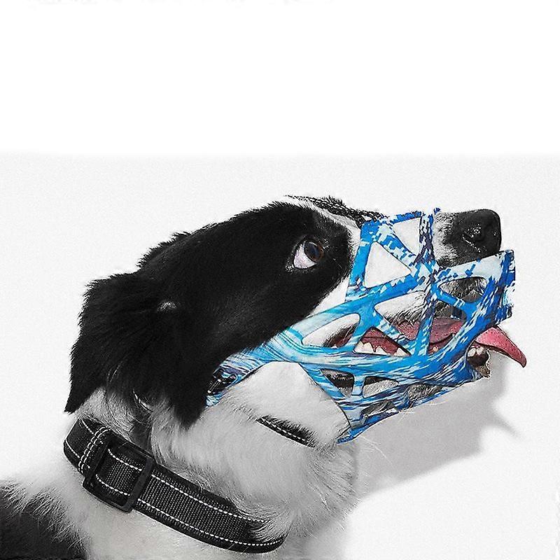 DLM Dog Muzzle,Soft Basket Muzzle Medium Large Sized Dog Labrador,Mouth Guard Biting Chewing,Allow Drinking and Eating S blue