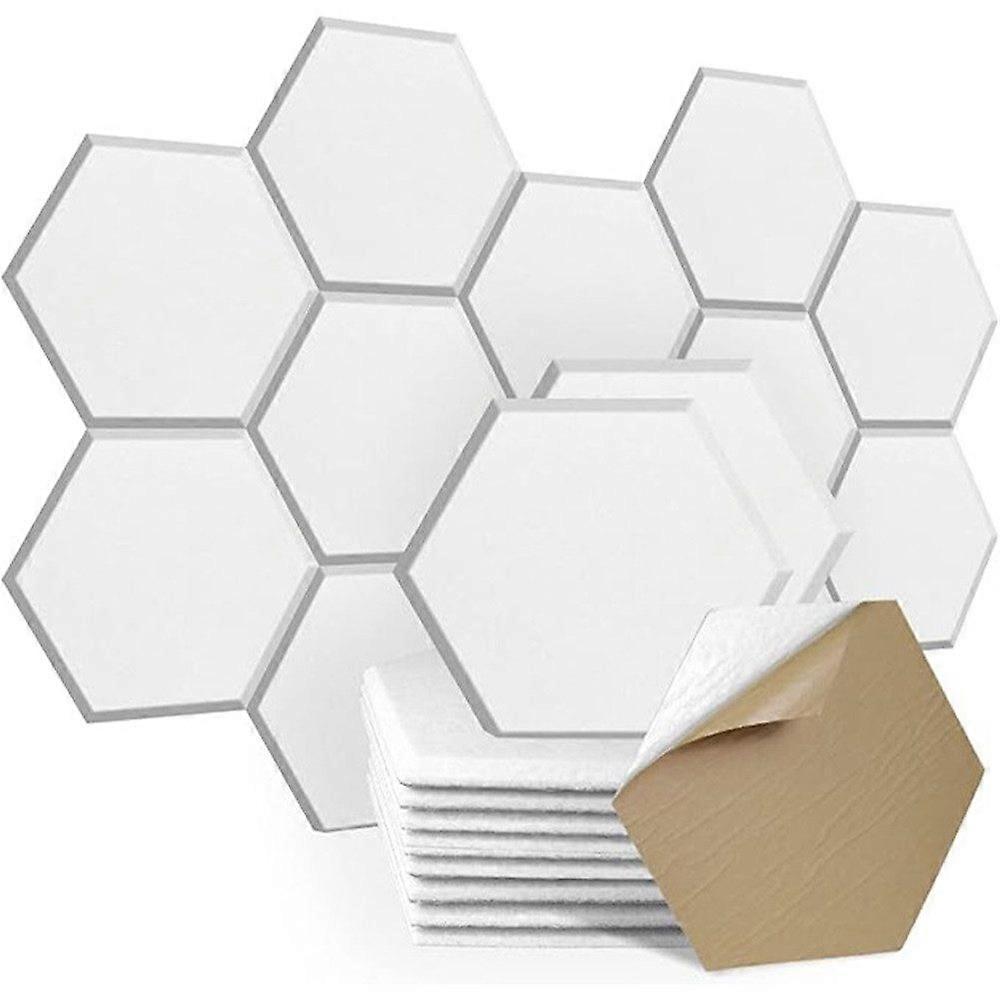 12 Pieces Hexagon Acoustic Panel Self-Adhesive 9mm High Density Wall Panel for Soundproofing