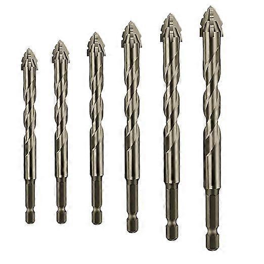Four-Flute Sawtooth Eccentric Drill Bit Set, High Hardness Serrated Drill Bits in Sizes 4/5/6/8/10/12 for Multifunctional Use