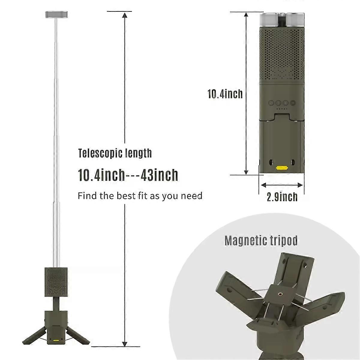 Outdoor Telescopic Camping Light 14000mAh Portable LED Work Light with Bluetooth Speaker for Emergen