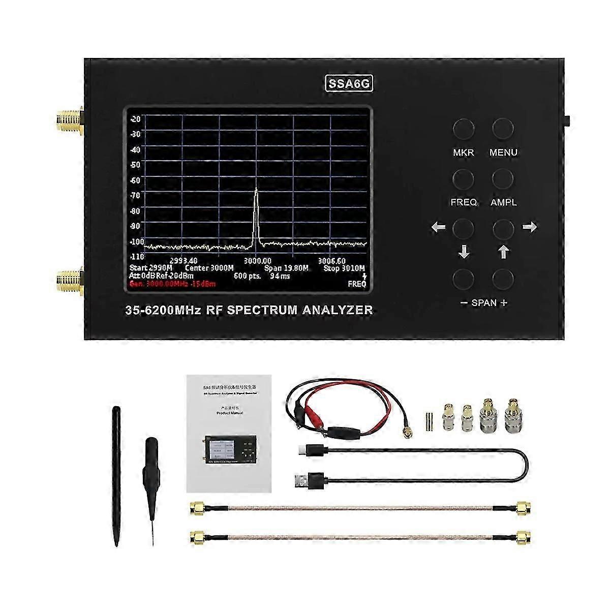 SSA6G RF Spectrum Analyzer 35MHz-6200MHz RF Multimeter Spectrum Explorer with Test Probe
