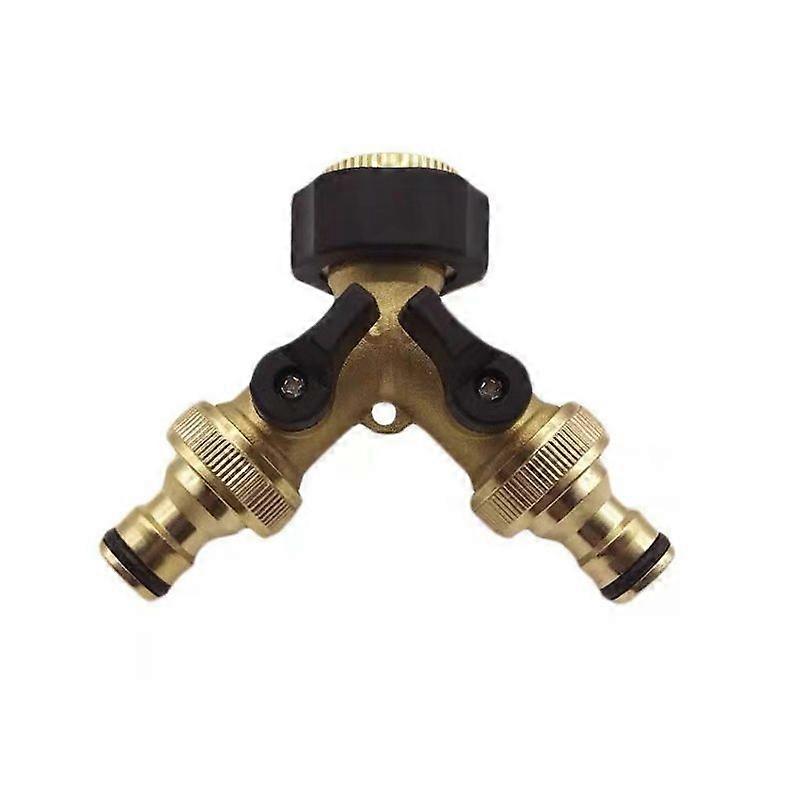 Lebanghui 2-Way Hose Splitter Solid Brass with On Off Valves