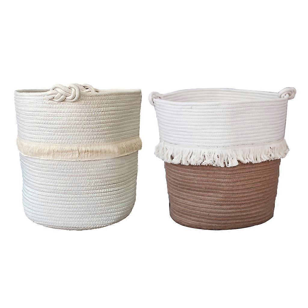 2x Weaving Laundry Hamper Storage Bag Toy Organizer Desk Large Capacity Jute
