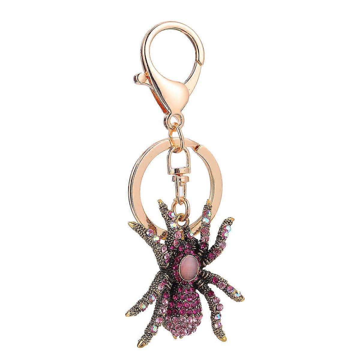 1Pc Spider Shape Key Chain Creative Key Ring Rhinestone Key Pendant Decoration