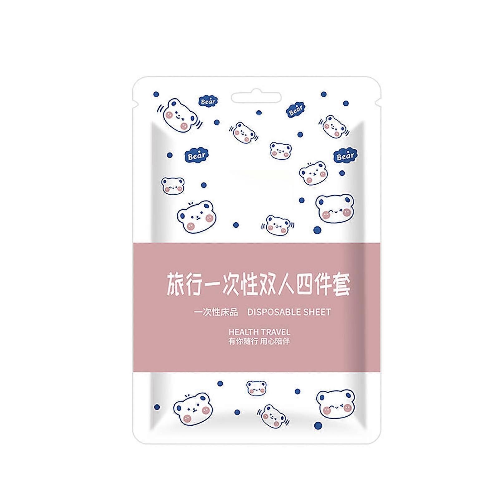 Disposable Bedding Set with Stylish Print for Hotels and Temporary Stays Convenient and Hygienic 4Pieces Set