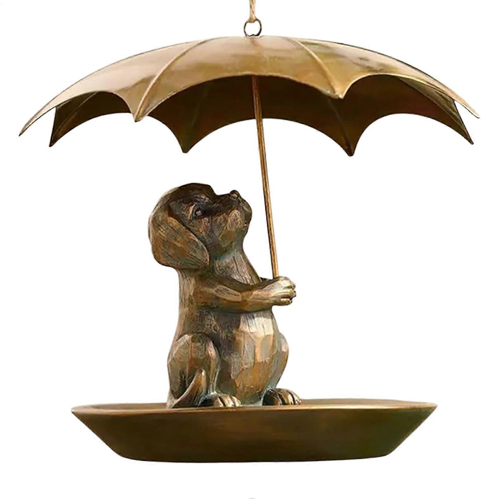 bird feeder with umbrella, squirrel with umbrella, wild bird feeder allweather garden decoration, exquisite hummingbird feeder hund