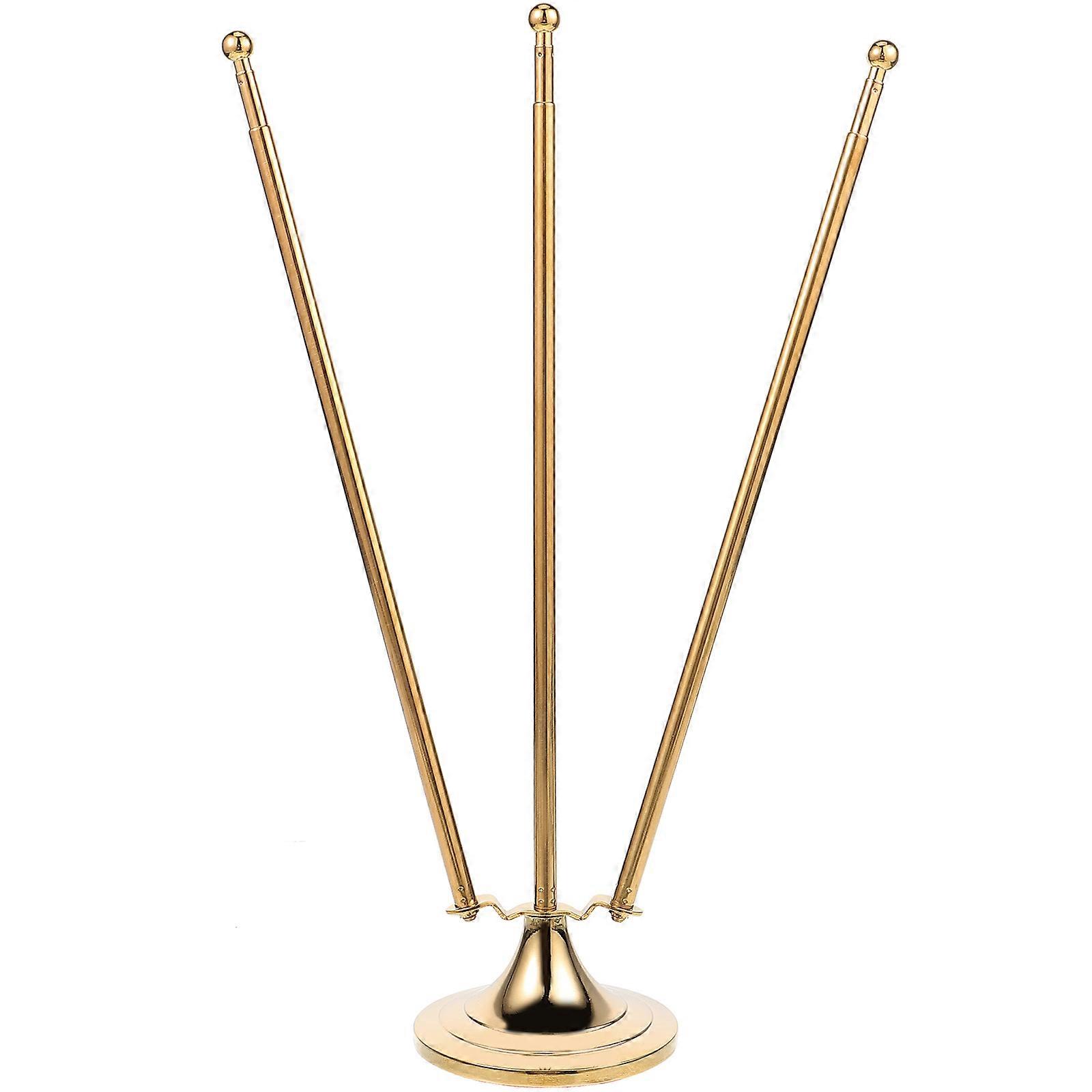 W Shaped Telescopic Desktop Flag Pole Stand, Stainless Steel Table Flag Holder for Office, Conference, and Portable Lightweight Display Use