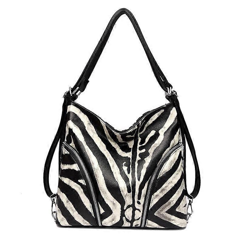 Women's Handbag Zebra Print Large Capacity Multi-Function Shoulder Bag Leather Tote Bag