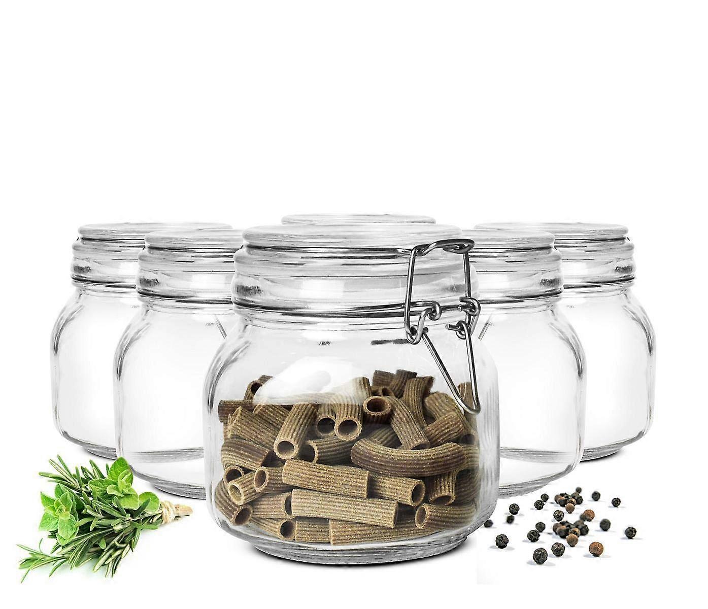 6 Preserving Jars 750 ml with Top Clip Storage Jar Storage Jar