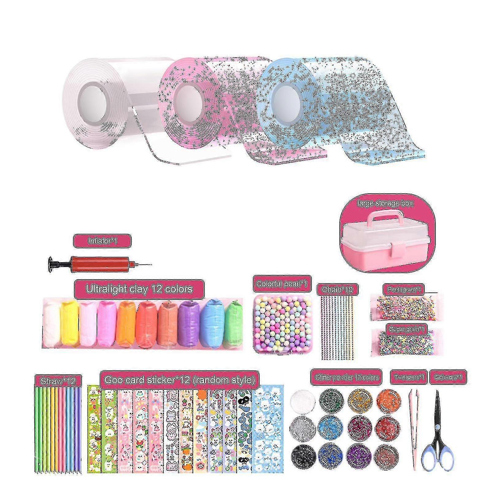 Nano Tape Bubble Kit voor kinderen met video-tutorial, dubbelzijdig klevende gel - wit