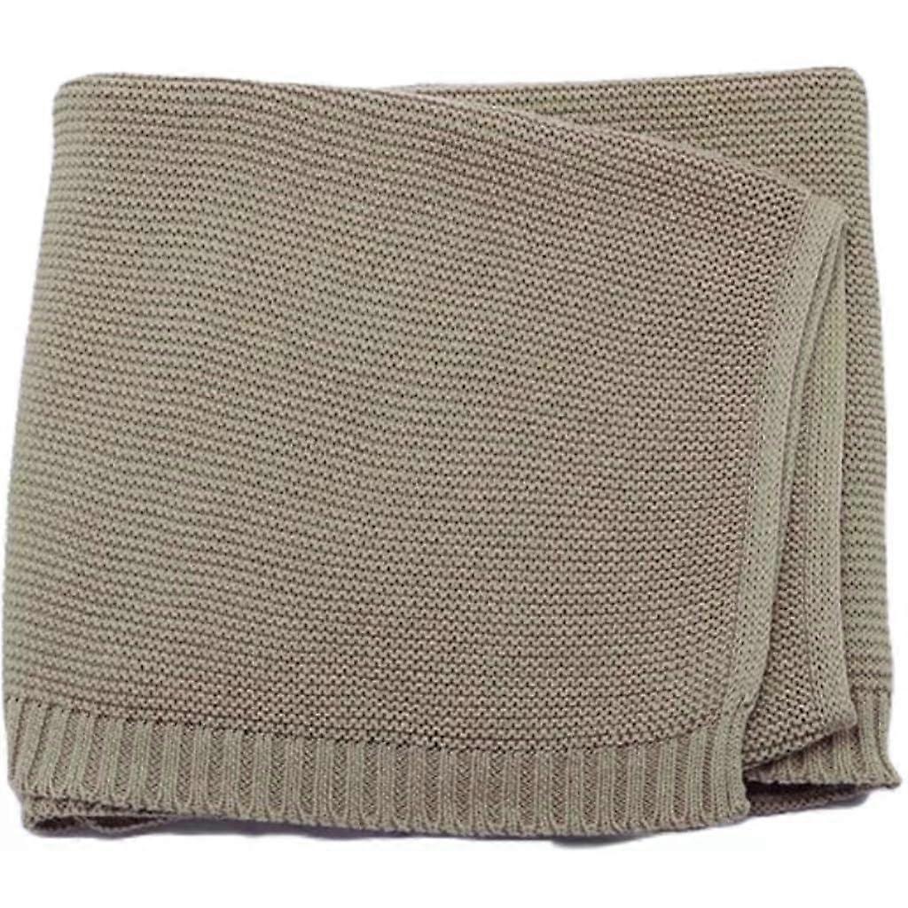 100 x 80 cm Knitted Cotton Blanket, Personalisable, Embroidered with Name for Babies, Soft, Breathable (Camel)
