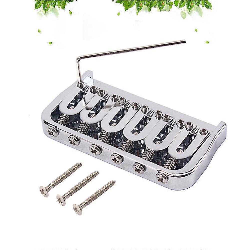 Durable 6 String Guitar Bridge Plate with Screws and Wrench, Fixed Saddle for Electric Guitar, Silver Accessory for Enhanced Performance