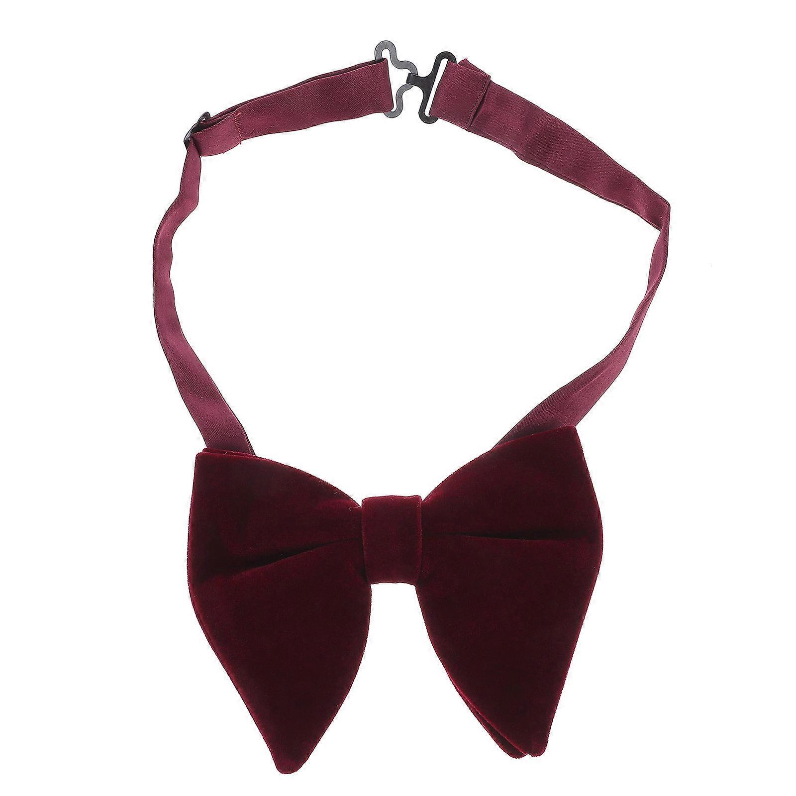 Dark Red Velour Bowtie for Men Fashion Double Layer Bow Tie Accessories Suitable for Formal Events
