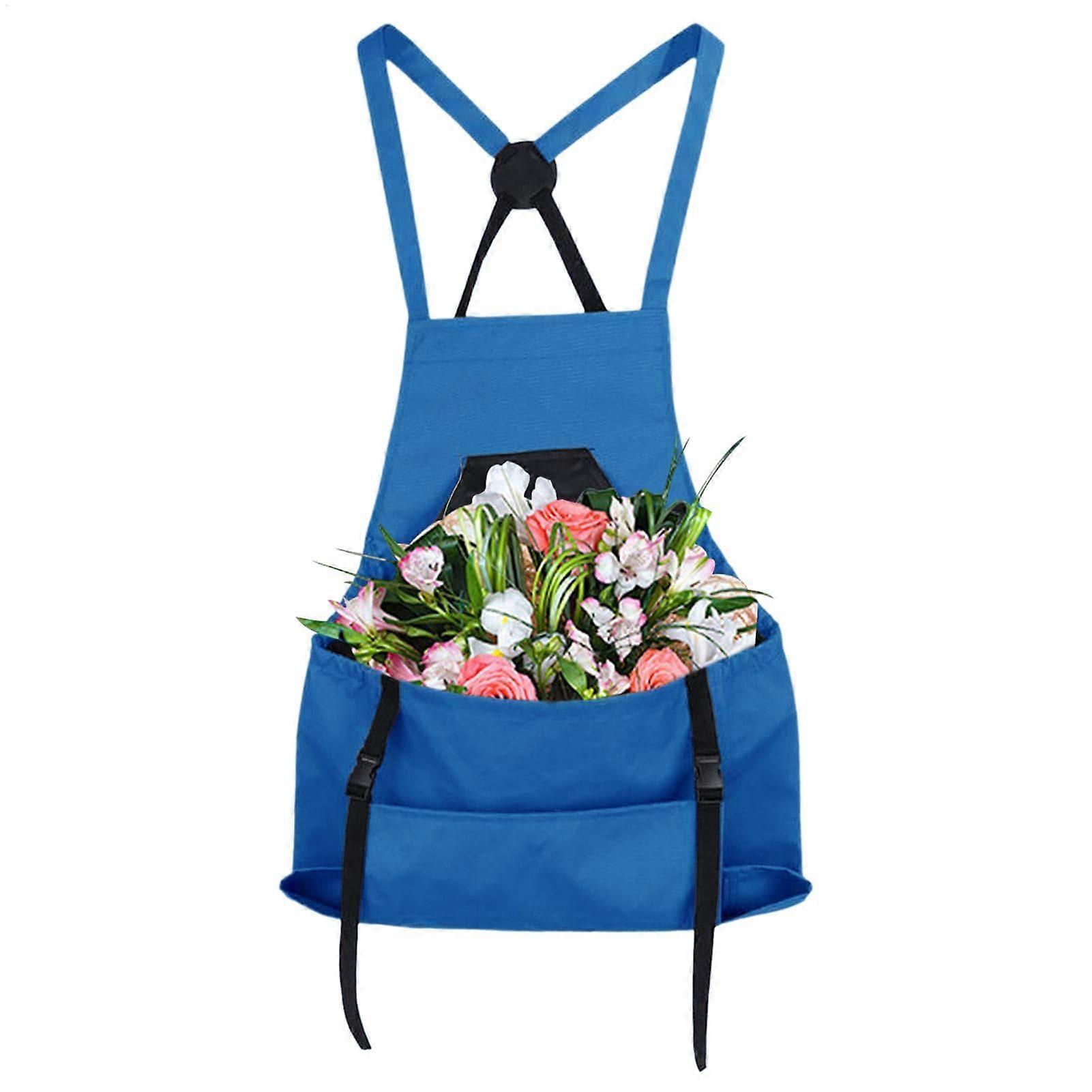 Ernteschrze, Schrze mit Taschen Wasserdichte Obstpicker Kleidung CrossoverRckengartenschrze mit großen Taschen fr Frauen und Männer Blau
