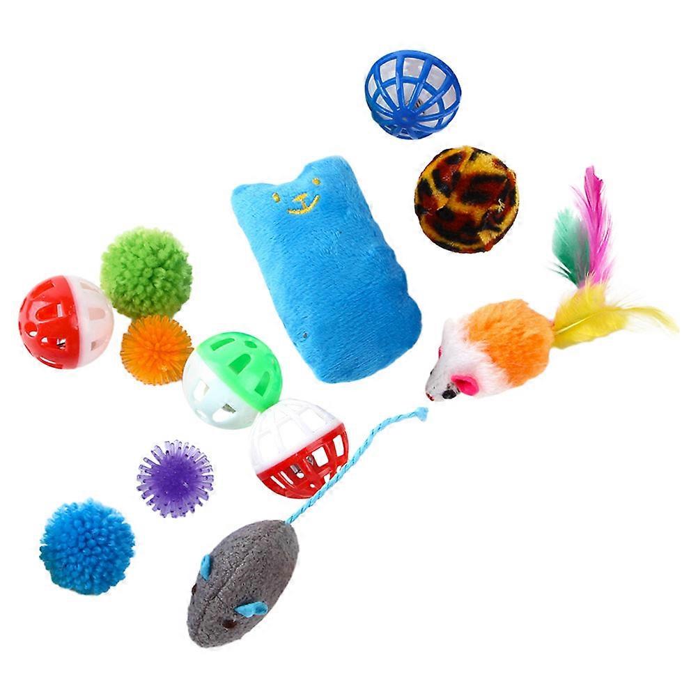 Interactive Kitten Toy Pet Teaser Toys Pet Interactive Playthings Kit Shape Plastic Exercise 12 Pieces
