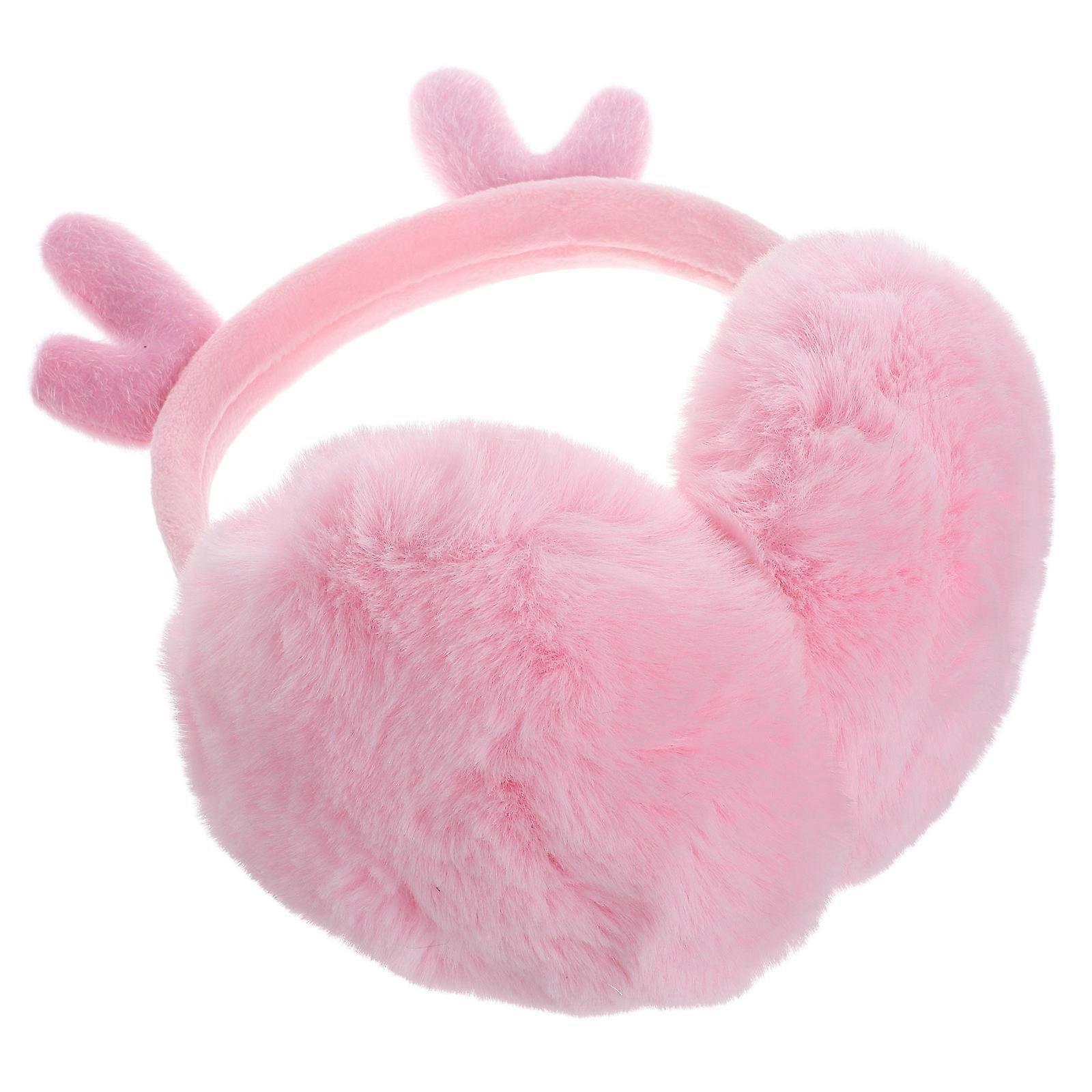 Foldable Pink Ear Warmer Headband for Winter Soft Fluffy Ear Muffs