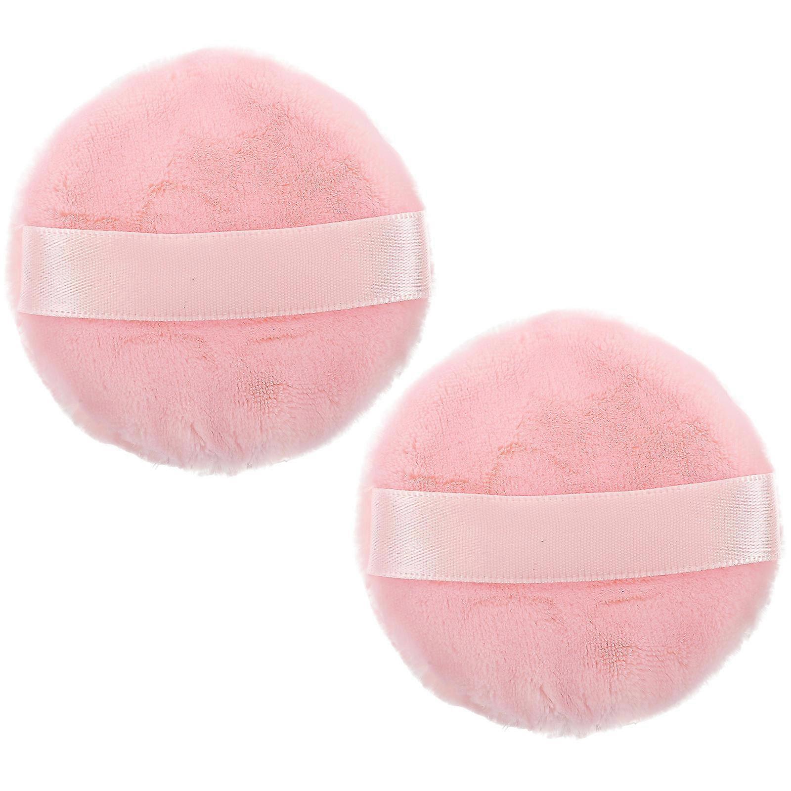 Cosmetics Sponge Blush Application Home Use Cotton Round Shape 7.5x7.5x2cm Hook Design 2Pcs