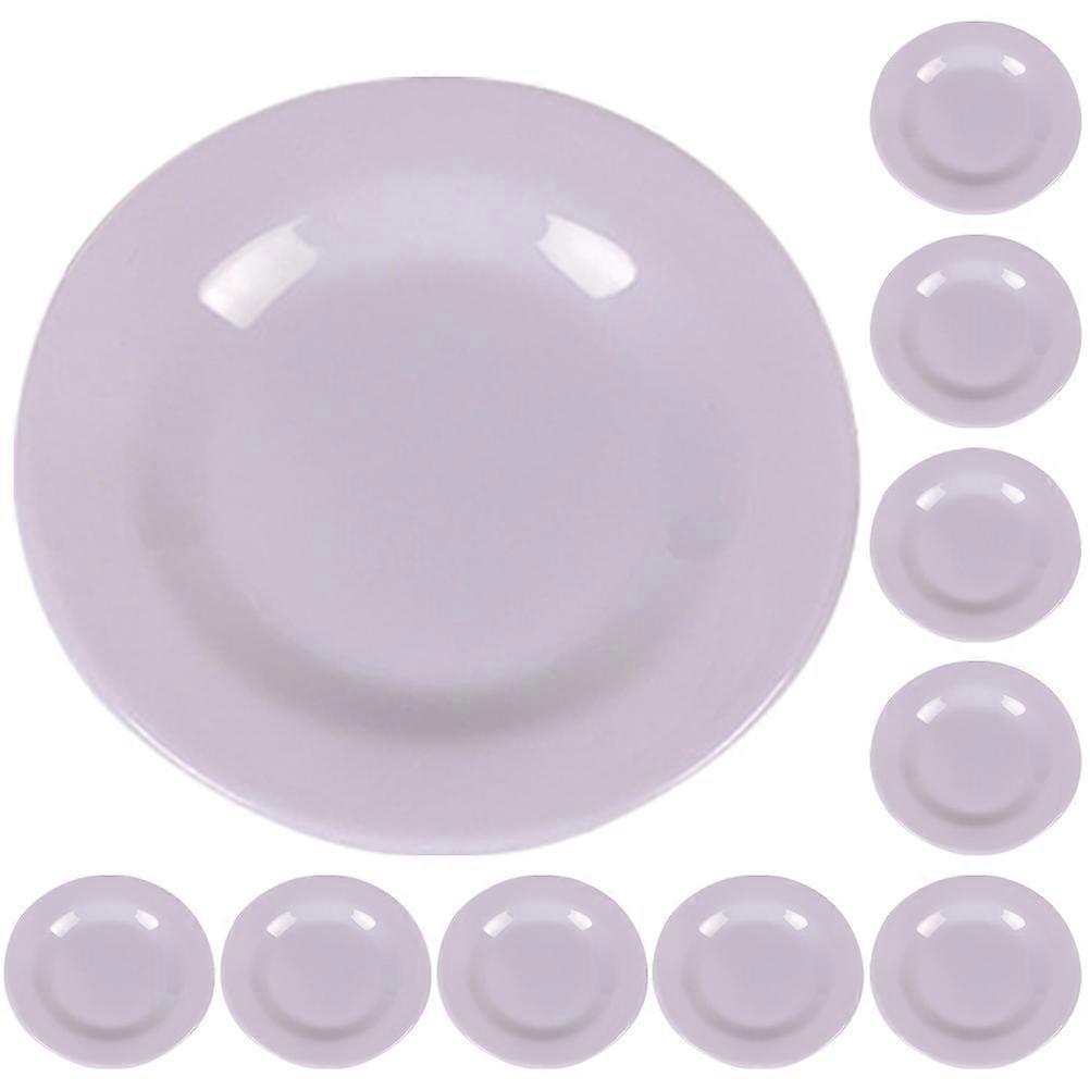 Miniature Tableware 10Pcs White Durable Plastic Plates for Kitchen Scene Decoration