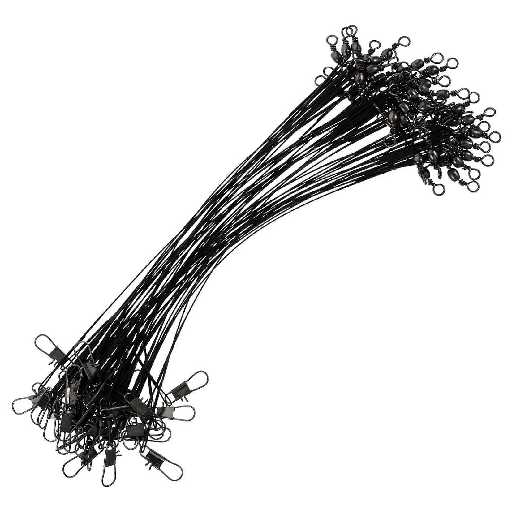 Fishing Leaders with Swivels for Snapping, Pack of 50 Pike Wire Leader Line, and Robust for Sea Fishing