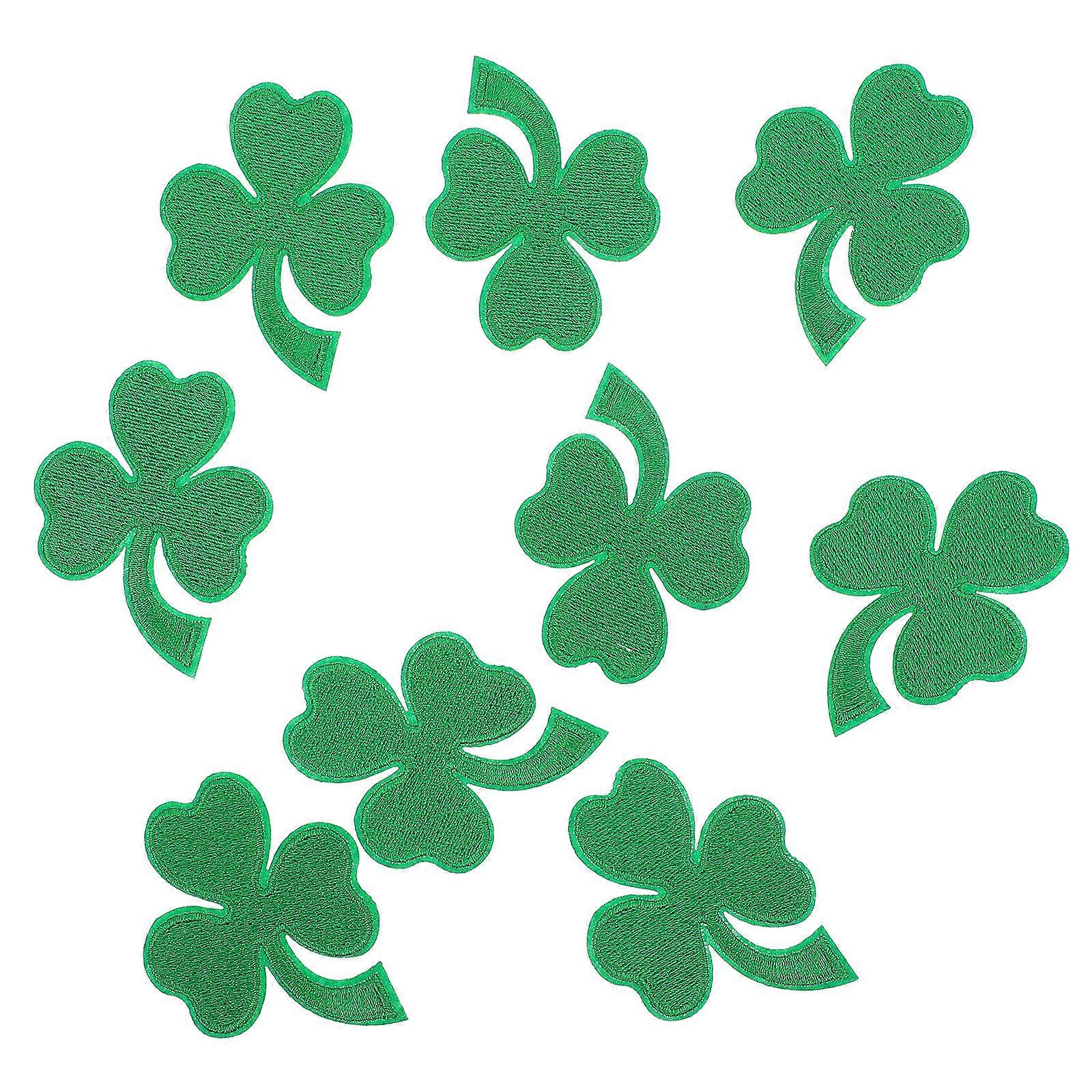 9pcs St Patrick's Day Patch Stickers Shamrocks Embroidery Decorative Cloth Patch