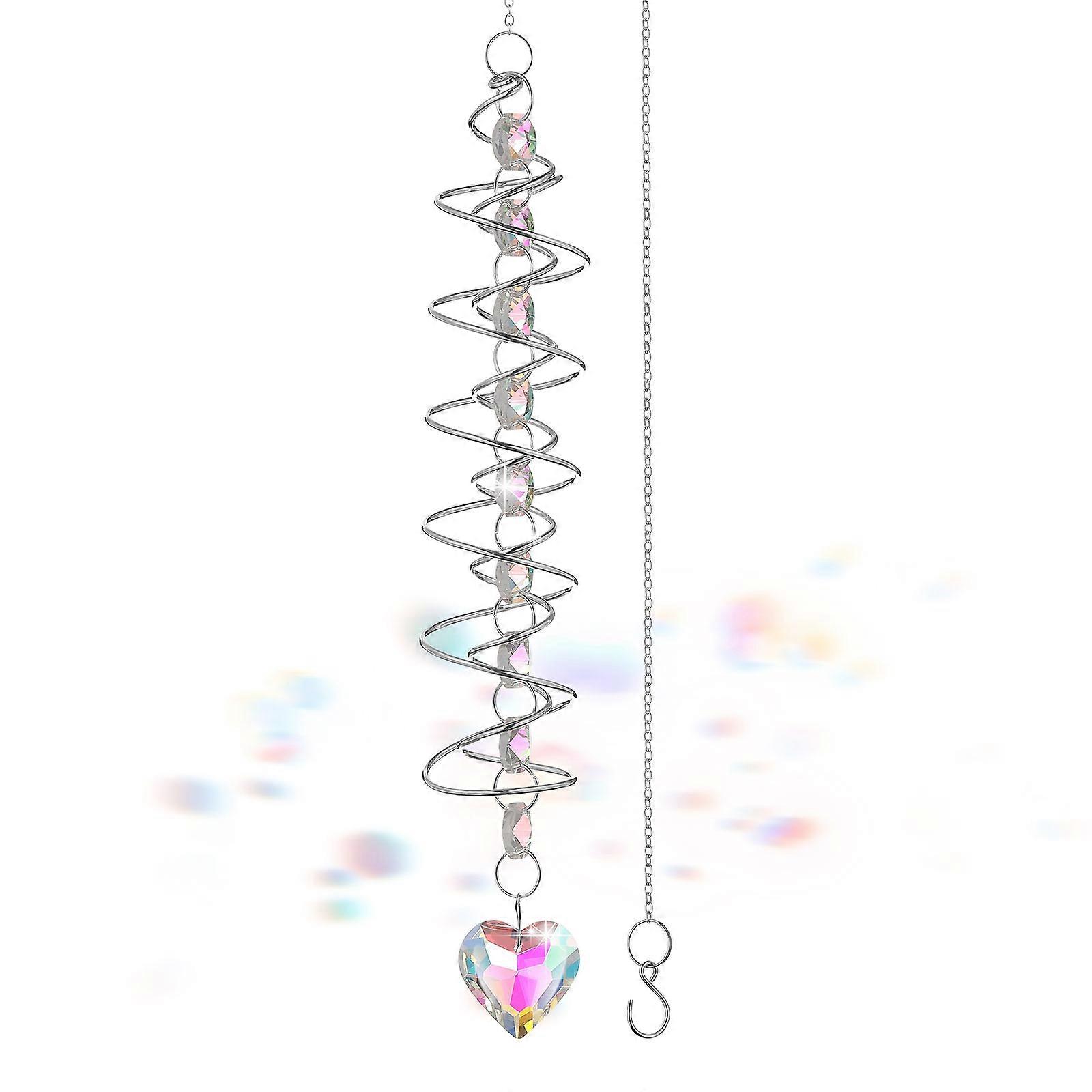 Home Hanging Decor Heart Sun Catcher Elegant Garden Balcony Yard Car Decoration 23.00X4.00X4.00CM Silver Synthetic Crystal 1 Set