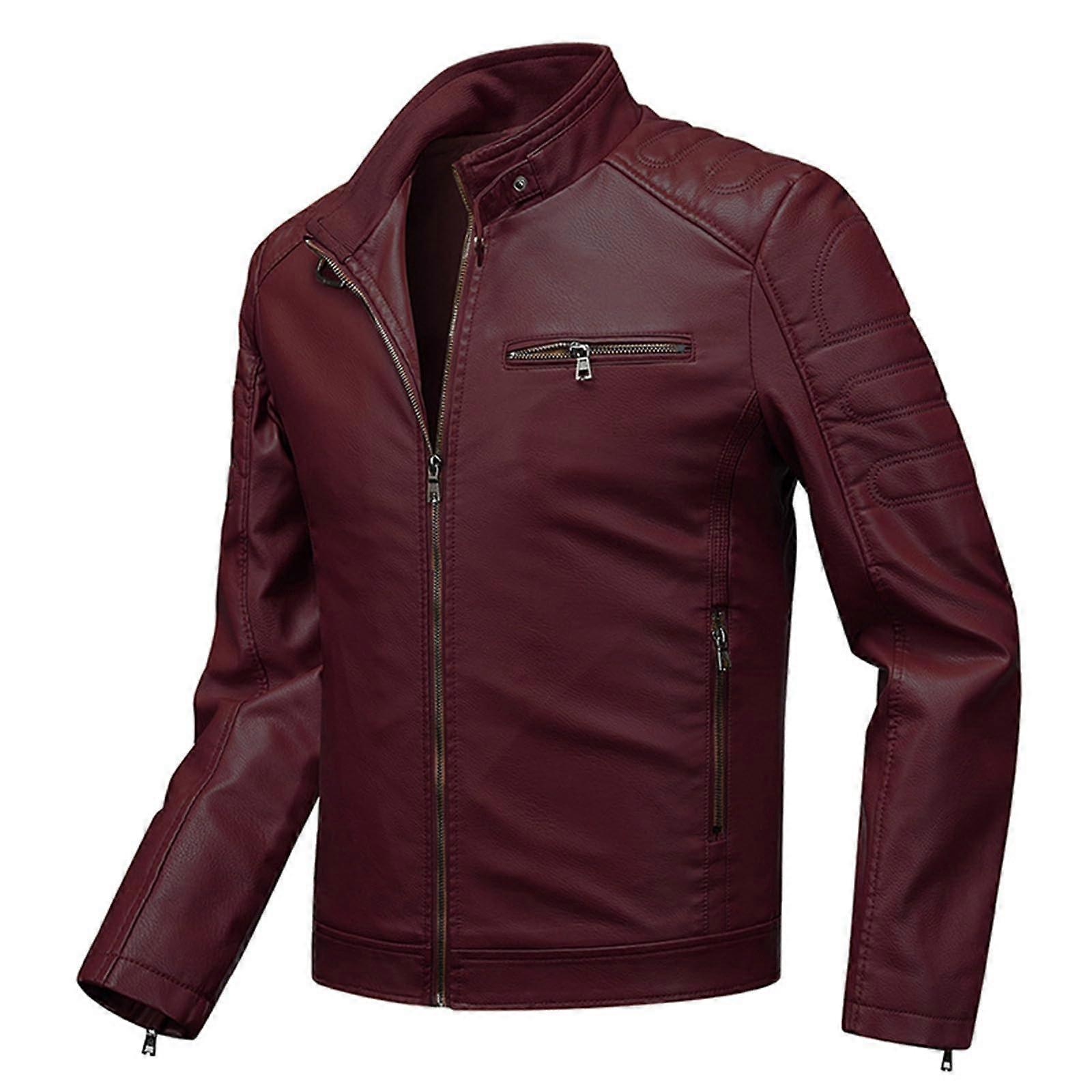 Leather Jacket For Men 3-In-1 Long Vest Rain Cape XL Brown